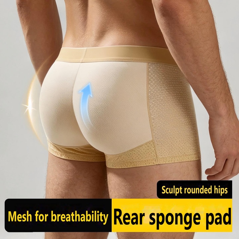 Men Padded Boxer Underwear Sex - Trunk Breathable Men ulasan dan harga