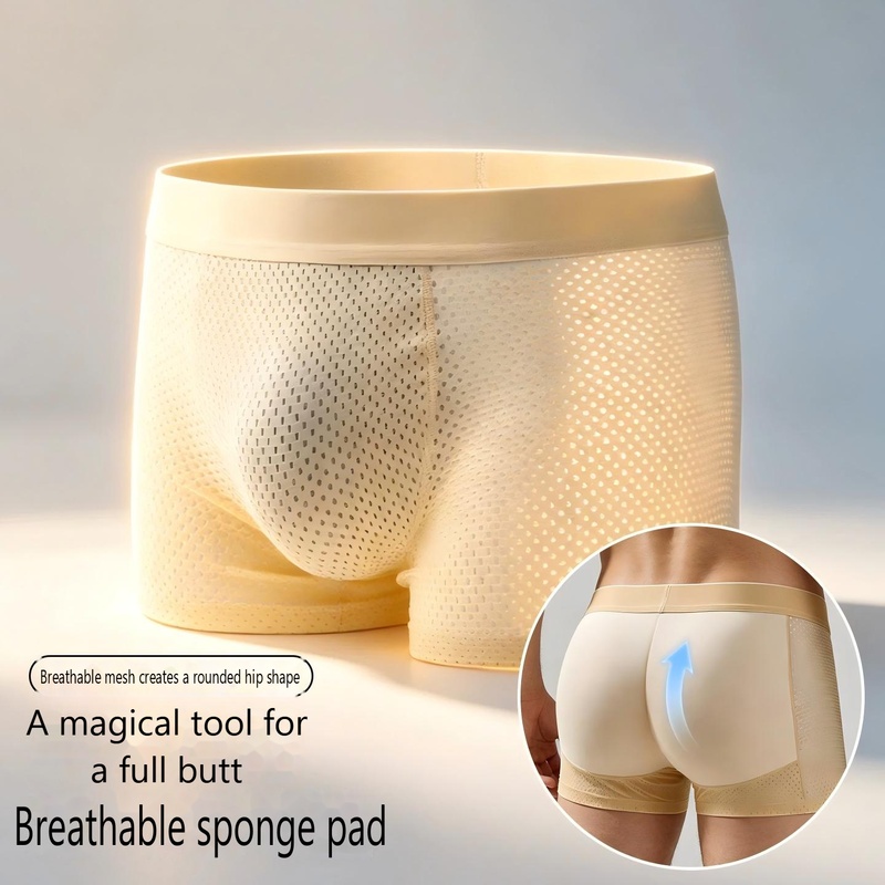 Men Padded Boxer Underwear Sex - Trunk Breathable Men ulasan dan harga