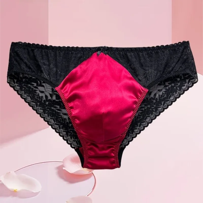Sexy Men's Silk Lace Sheer Bri - Pouch Boxer Pouch ulasan dan harga