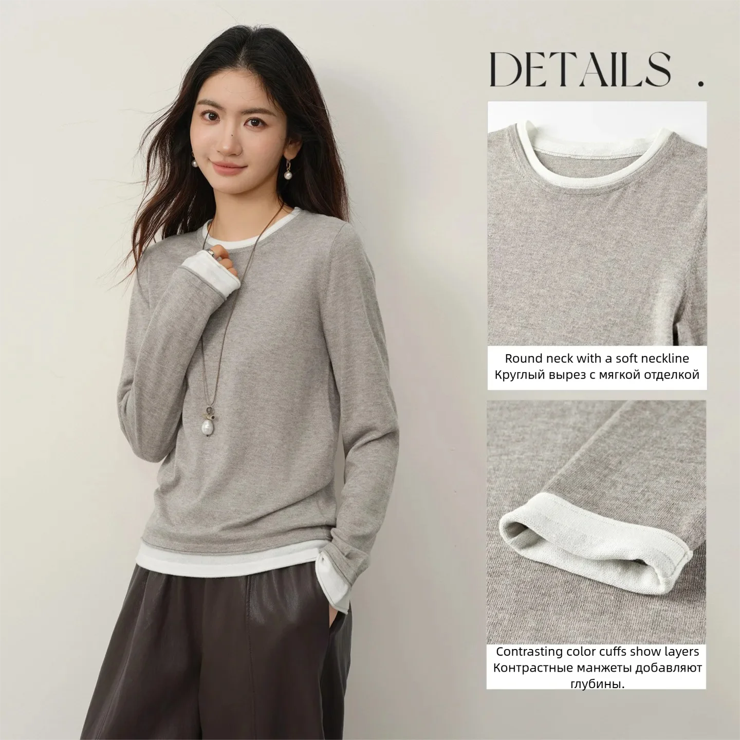 SENTUBILA Women Wool‑Blend Cre - Undershirt Crew Neck ulasan dan harga