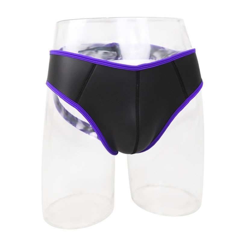 Men Sexy PU Leather Triangle B - Pouch Boxer Pouch ulasan dan harga